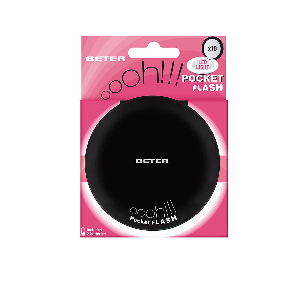 Beter Ohh! Pocket Flash Mirror With Light And X10 Magnification #Black 1 Unit