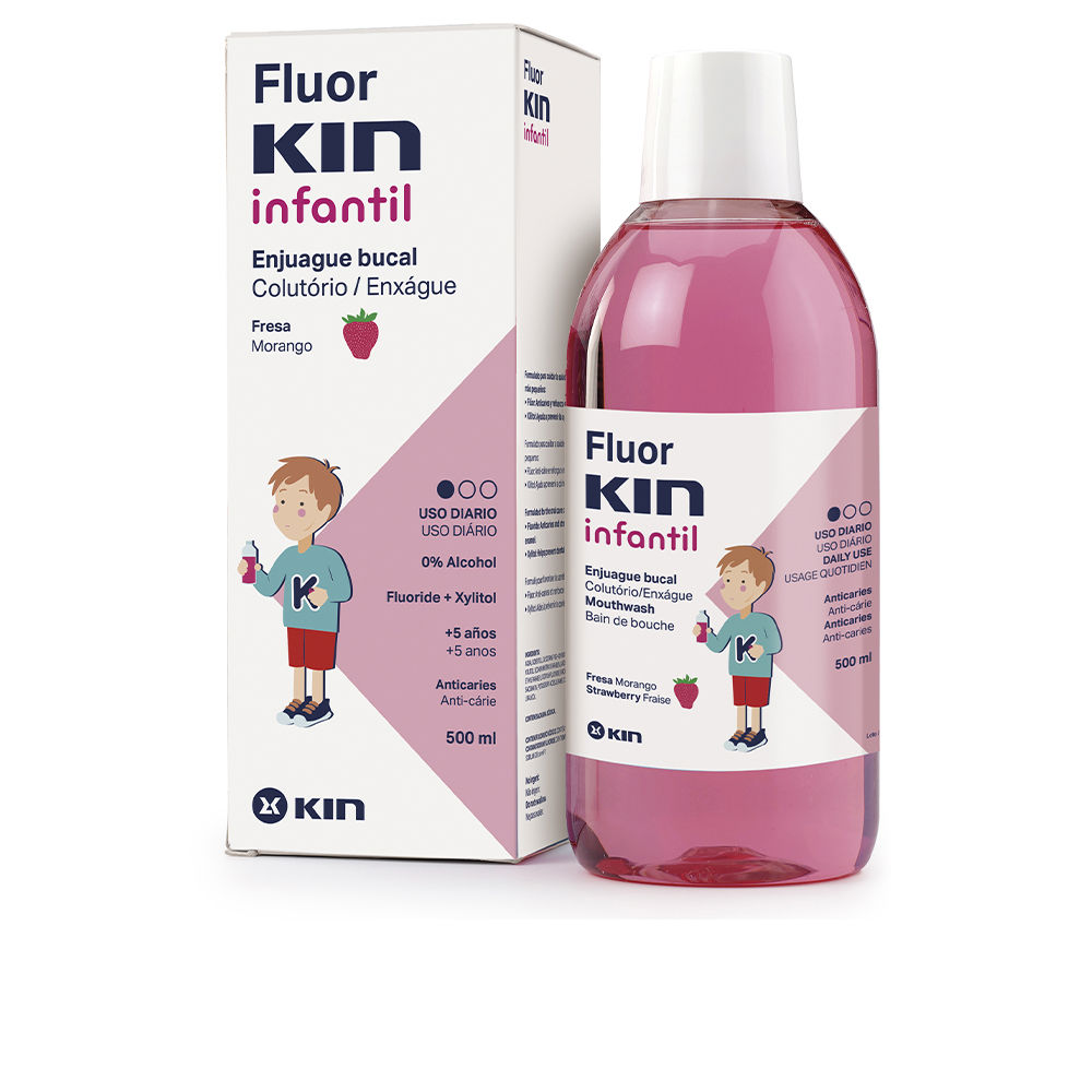 Kin Fluorkin Infantil Anti-Cavity Mouthwash #Strawberry 500 Ml