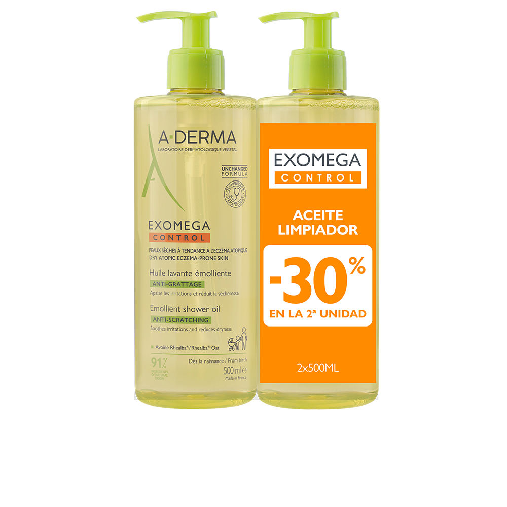 A-Derma Exomega Control Emollient Shower Oil Pack 2 X 500 Ml