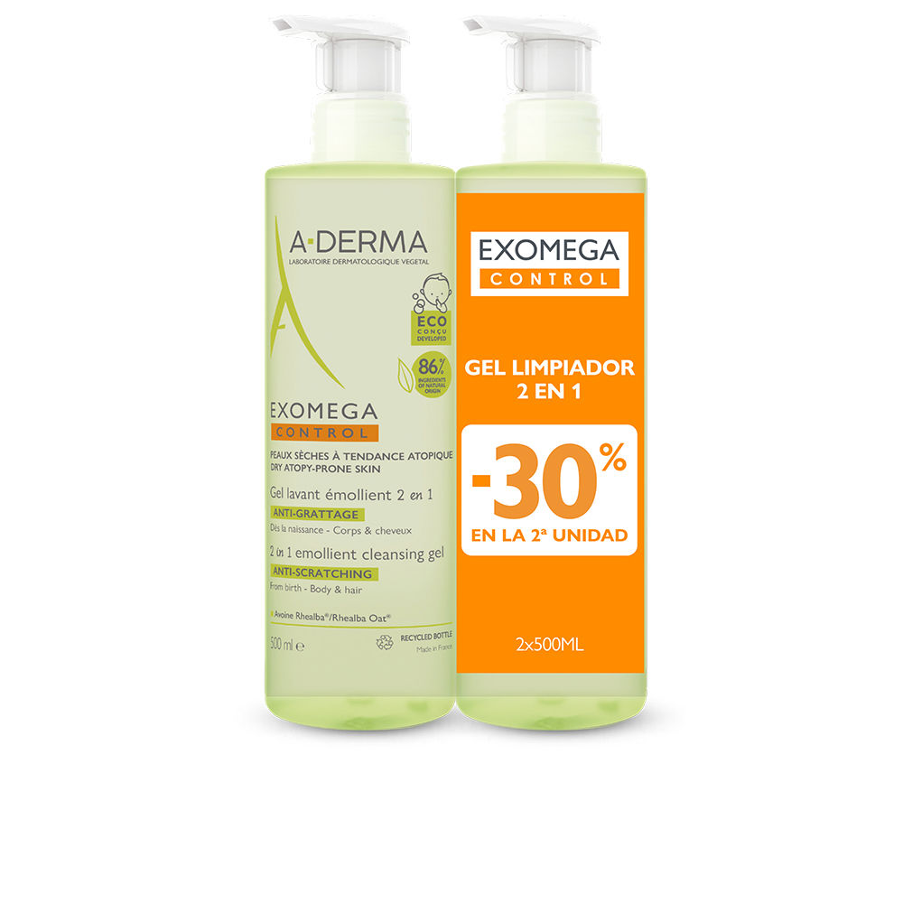 A-Derma Exomega Control Emollient Gel 2in1 Pack 2 X 500 Ml