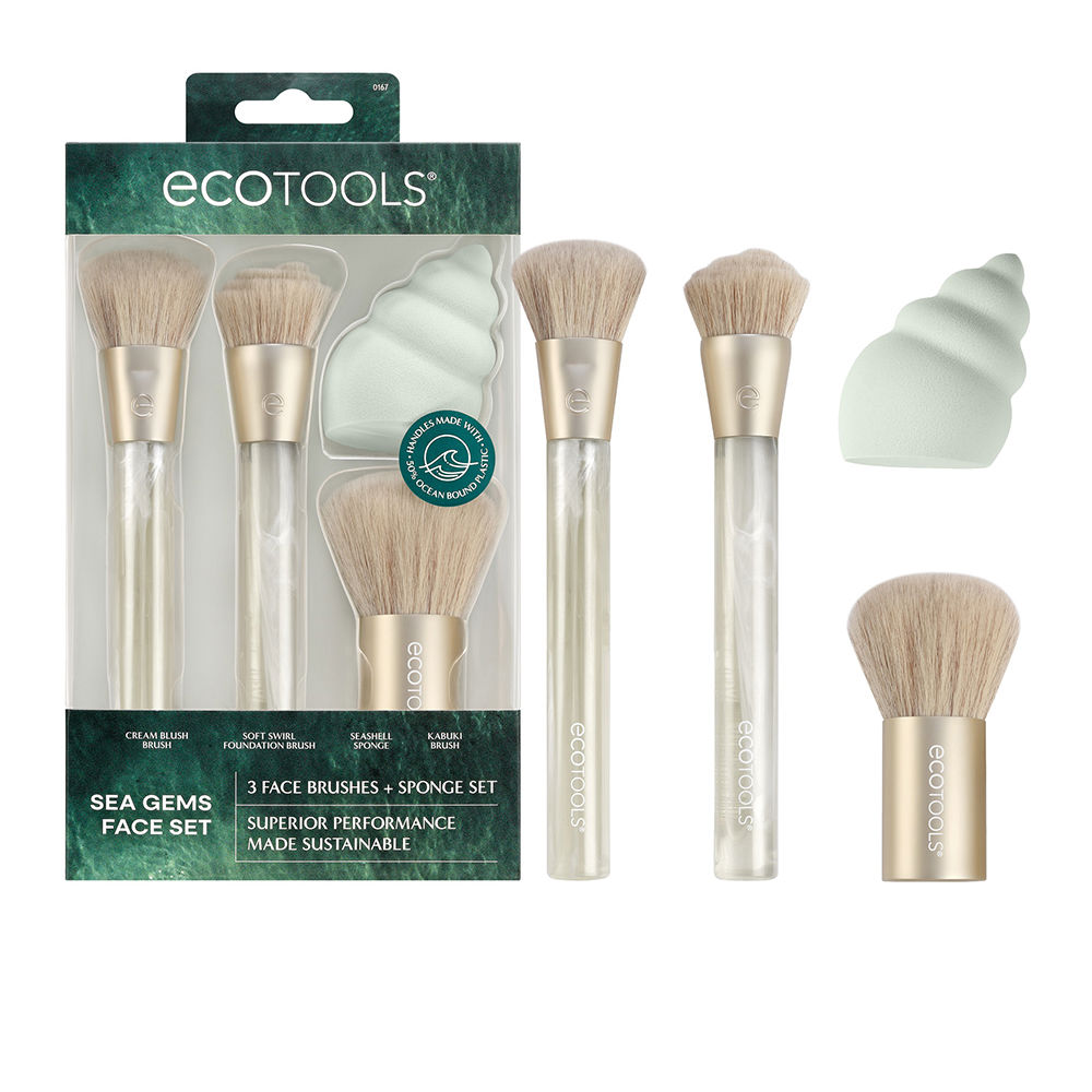 Ecotools Sea Gems Makeup Brushes + Sponge Set (4 Pcs)