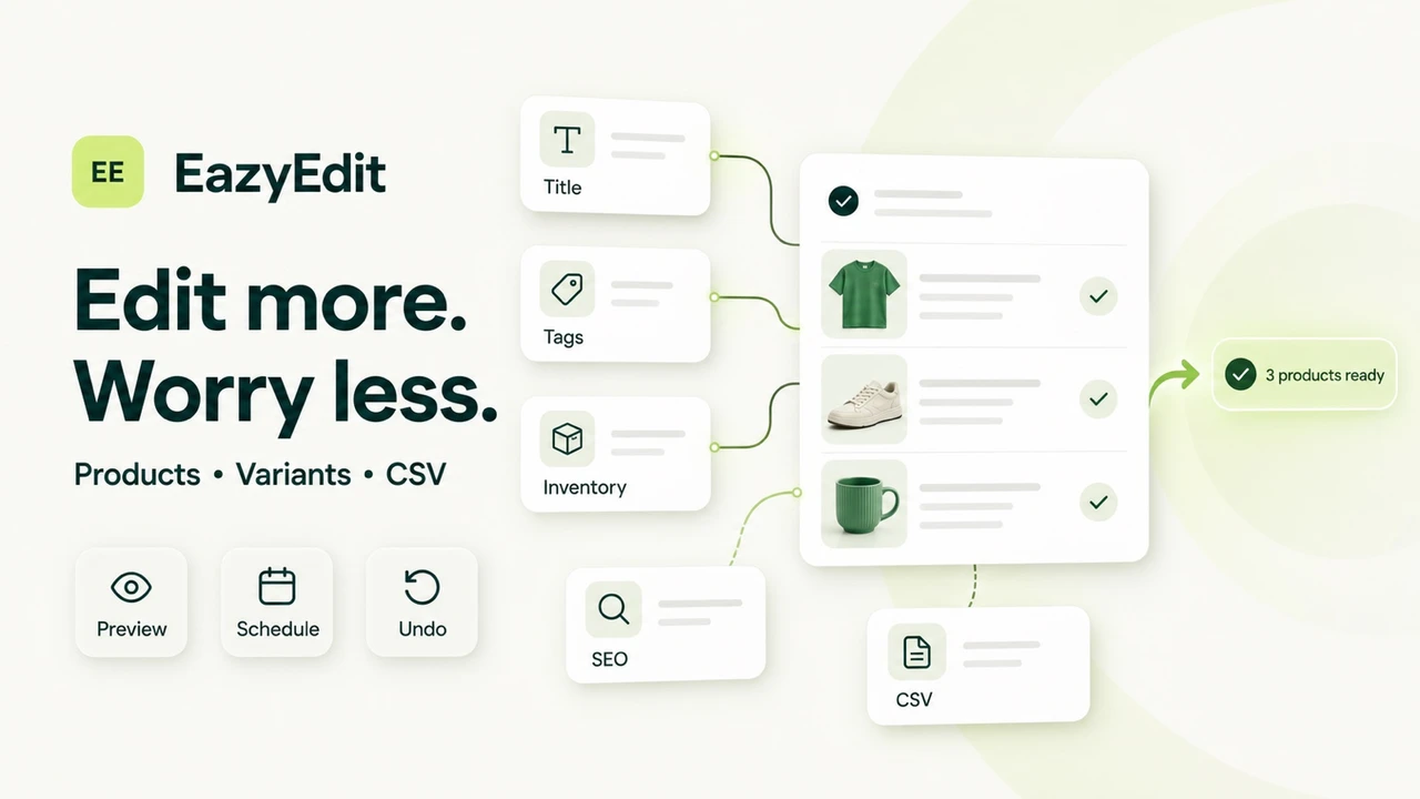 EazyEdit bulk product editor showing product filters and editing controls